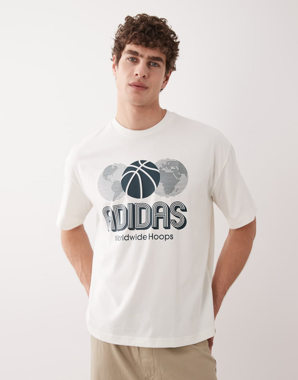 Adidas Worldwide Hoops Oversized Tee – Off White