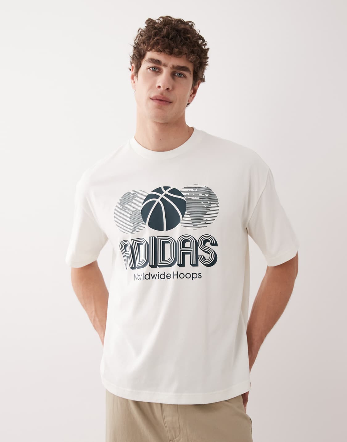 Adidas Worldwide Hoops Oversized Tee – Off White