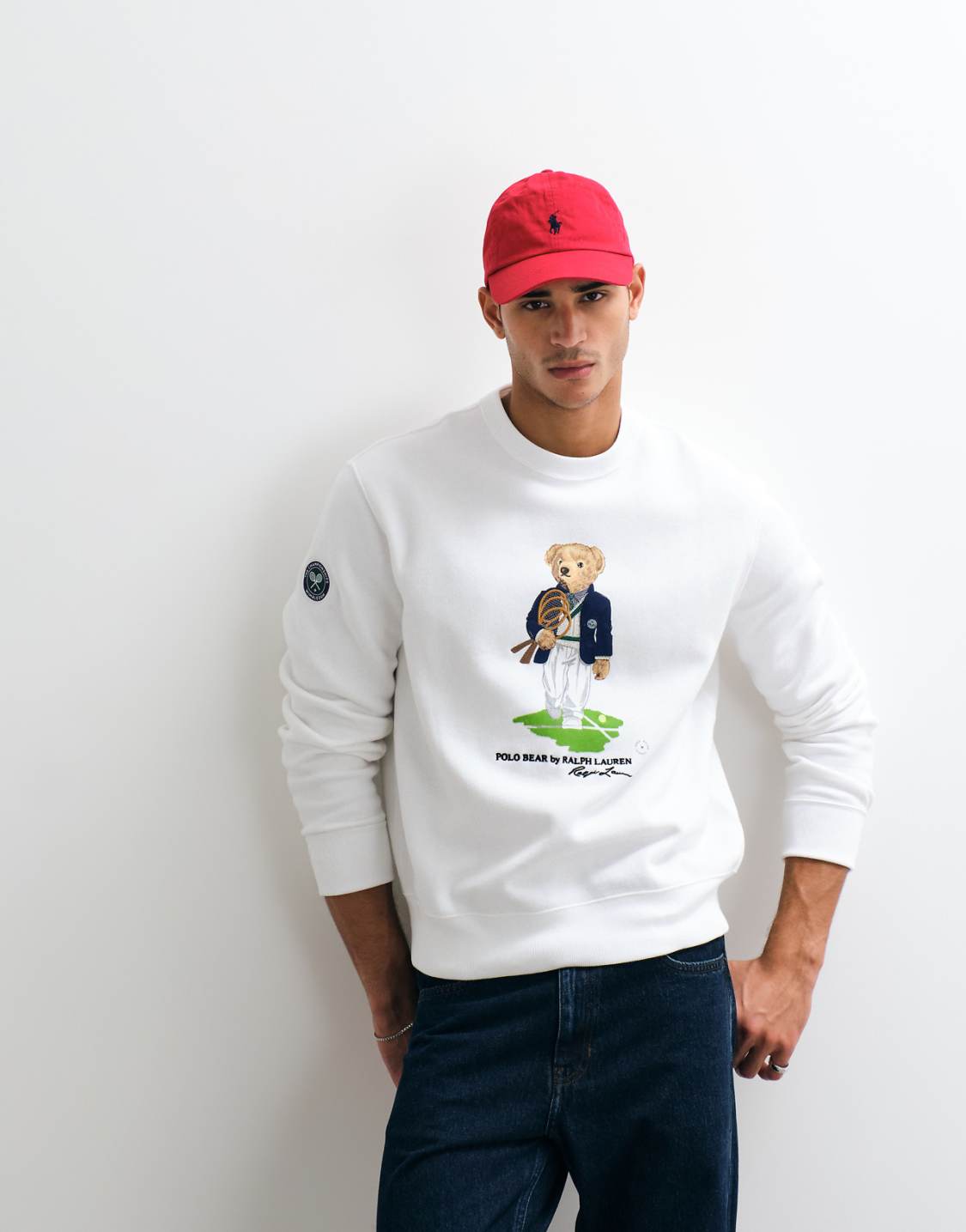 Polo Ralph Lauren White Polo Bear Graphic Crewneck Sweatshirt