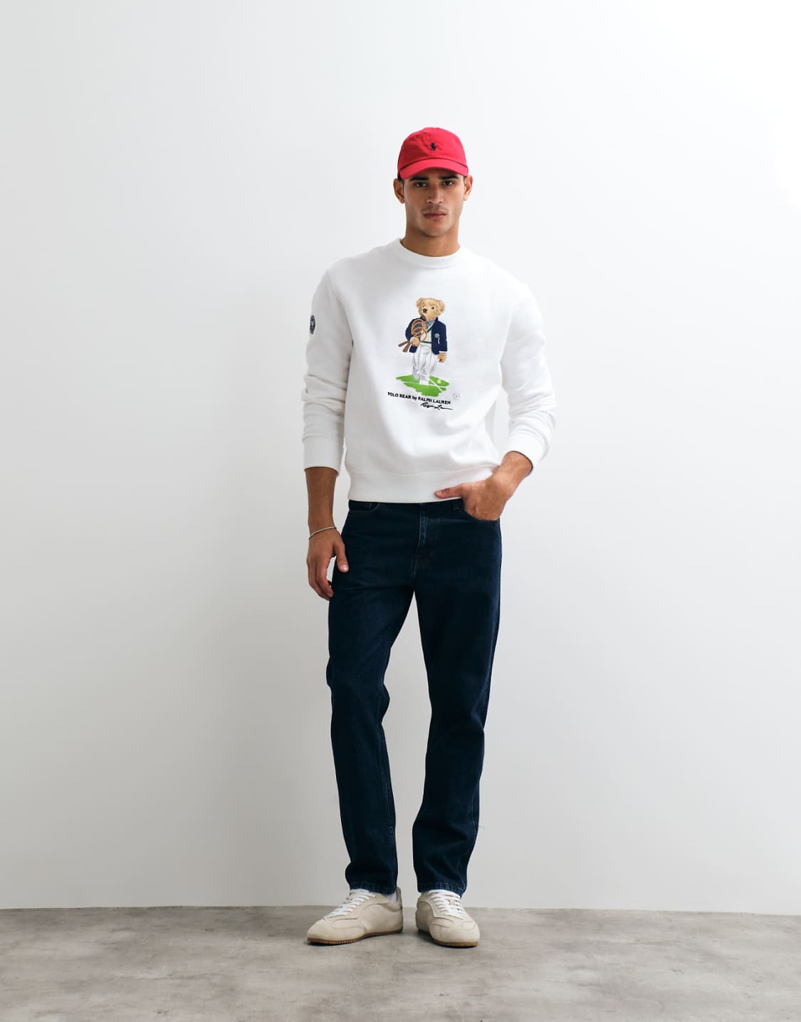 Polo Ralph Lauren White Polo Bear Graphic Crewneck Sweatshirt