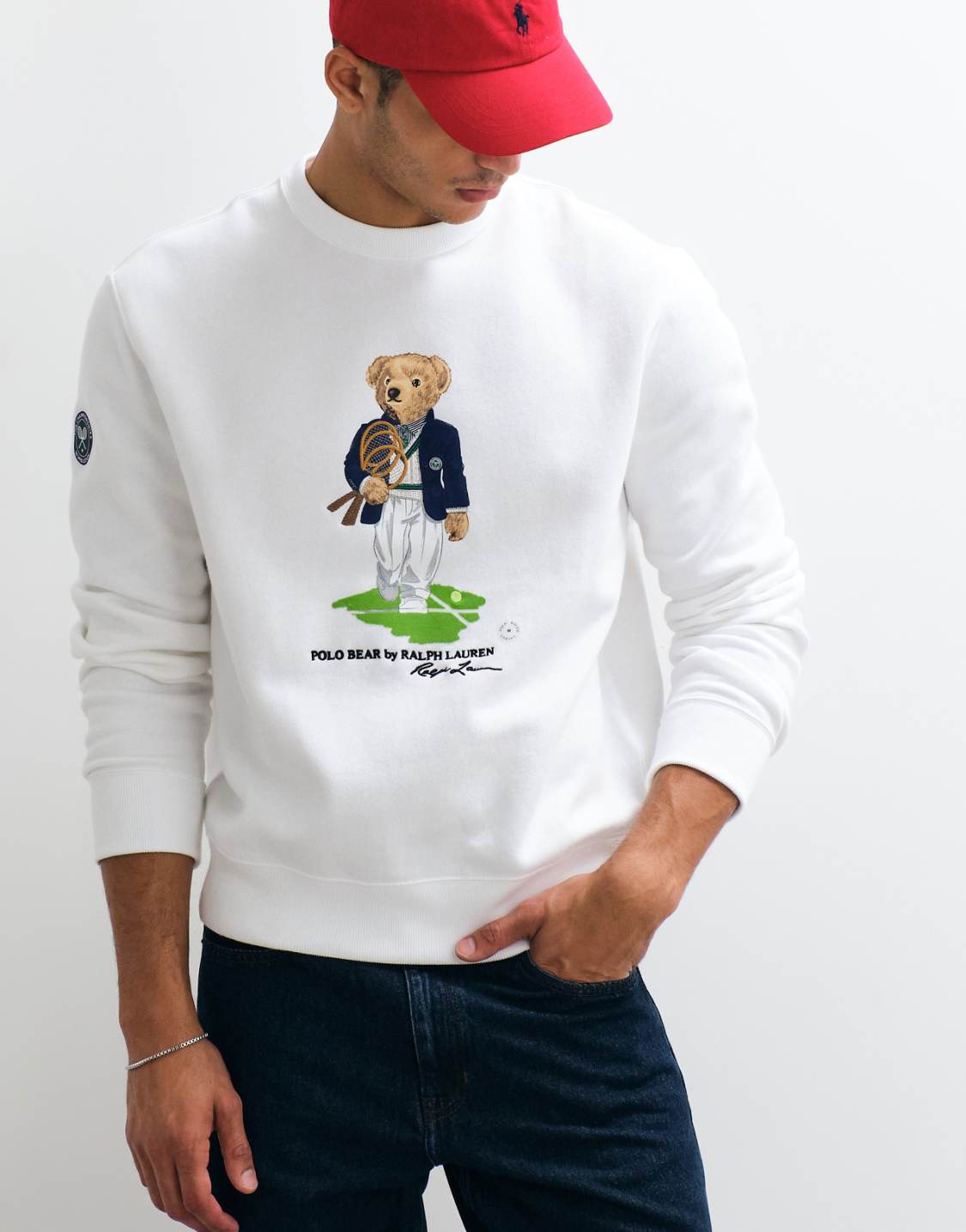 Polo Ralph Lauren White Polo Bear Graphic Crewneck Sweatshirt