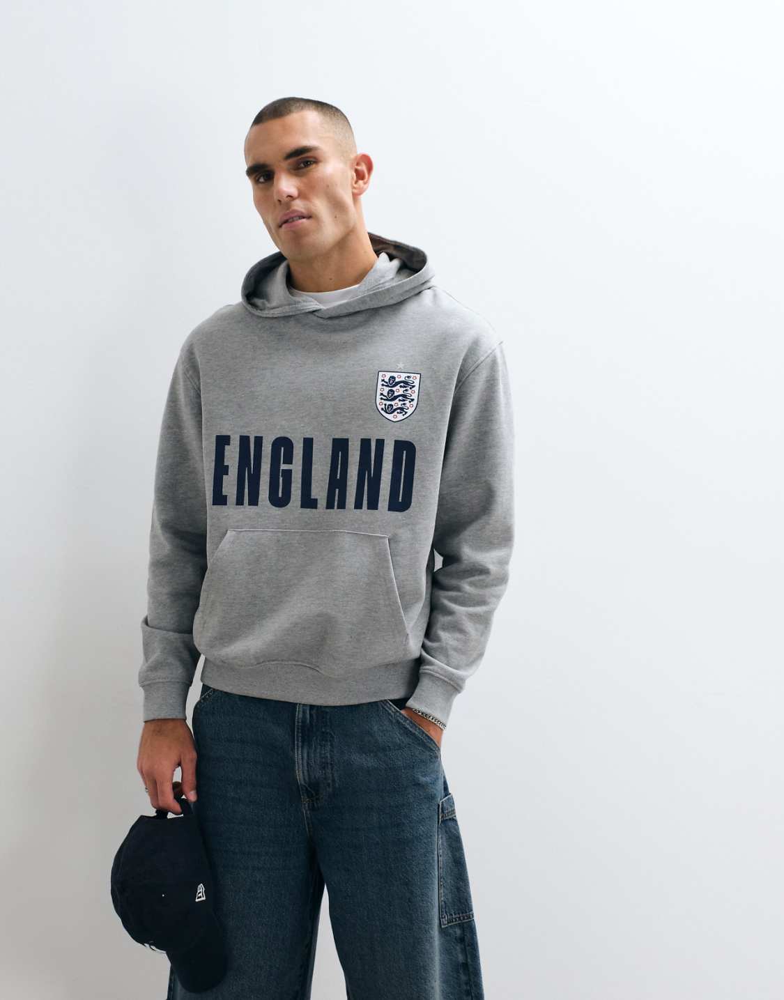 England Grey Graphic Oversized Hoodie