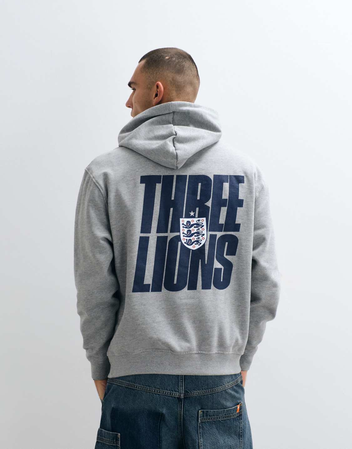 England Grey Graphic Oversized Hoodie