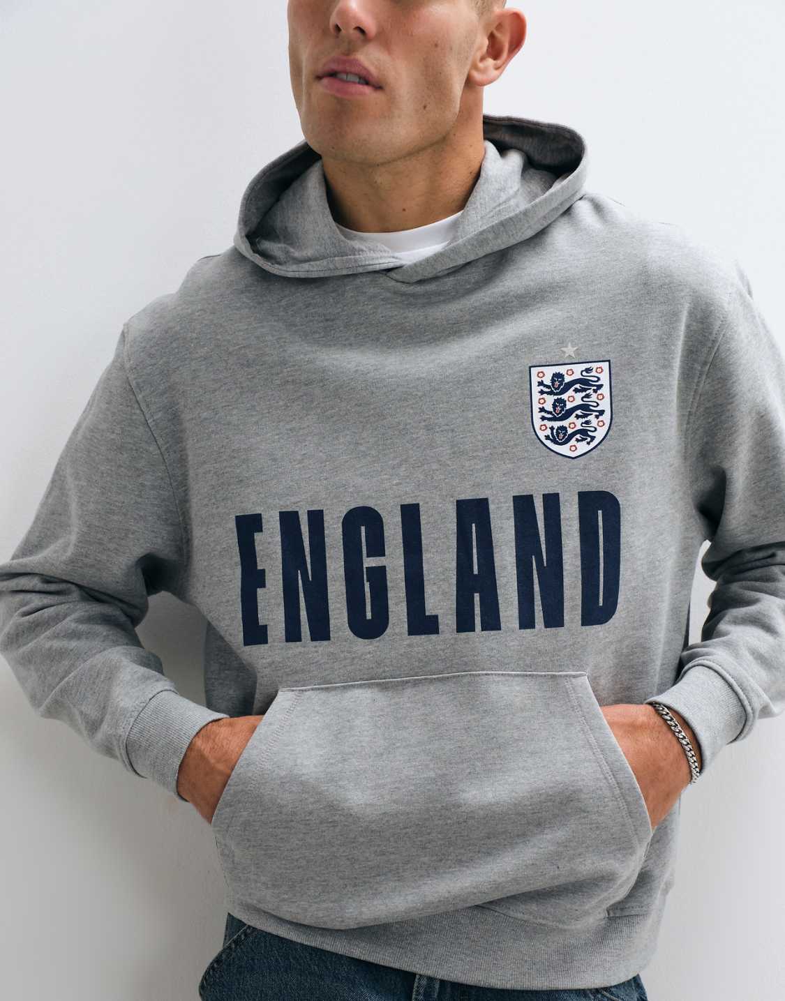 England Grey Graphic Oversized Hoodie