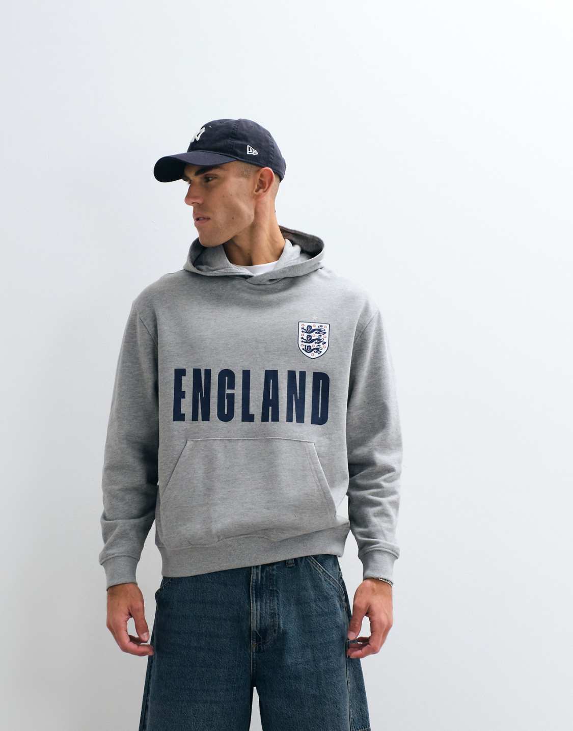 England Grey Graphic Oversized Hoodie