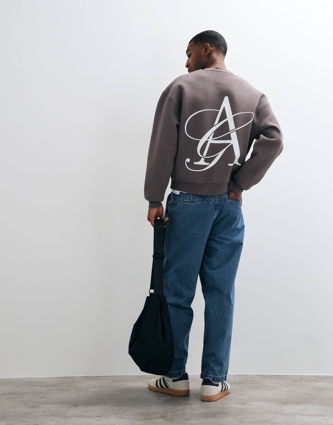 Armani Exchange Grey Oversized Crewneck Sweatshirt
