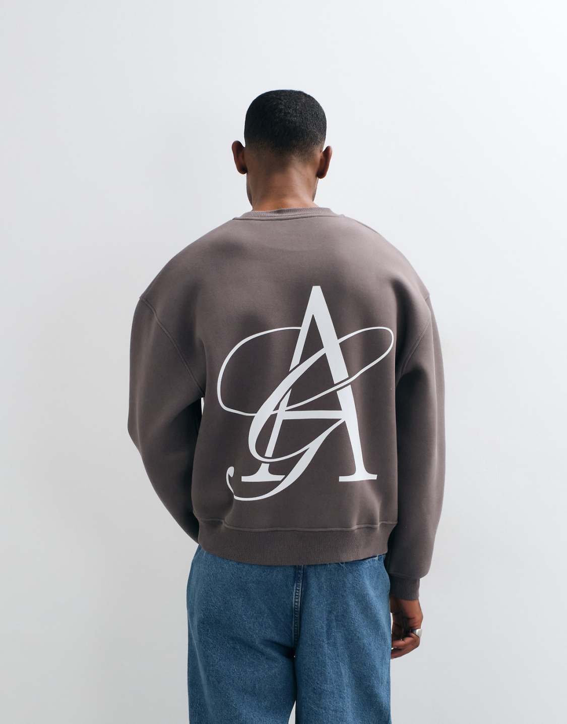 Armani Exchange Grey Oversized Crewneck Sweatshirt