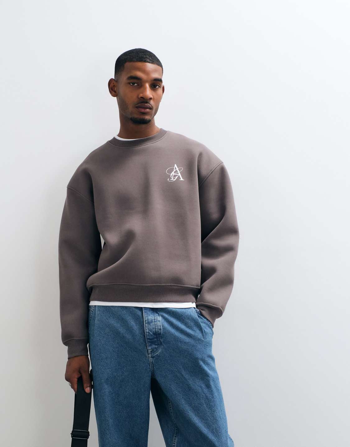Armani Exchange Grey Oversized Crewneck Sweatshirt