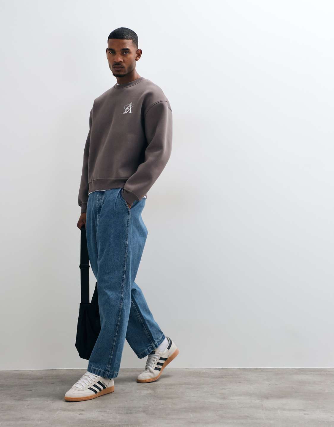 Armani Exchange Grey Oversized Crewneck Sweatshirt